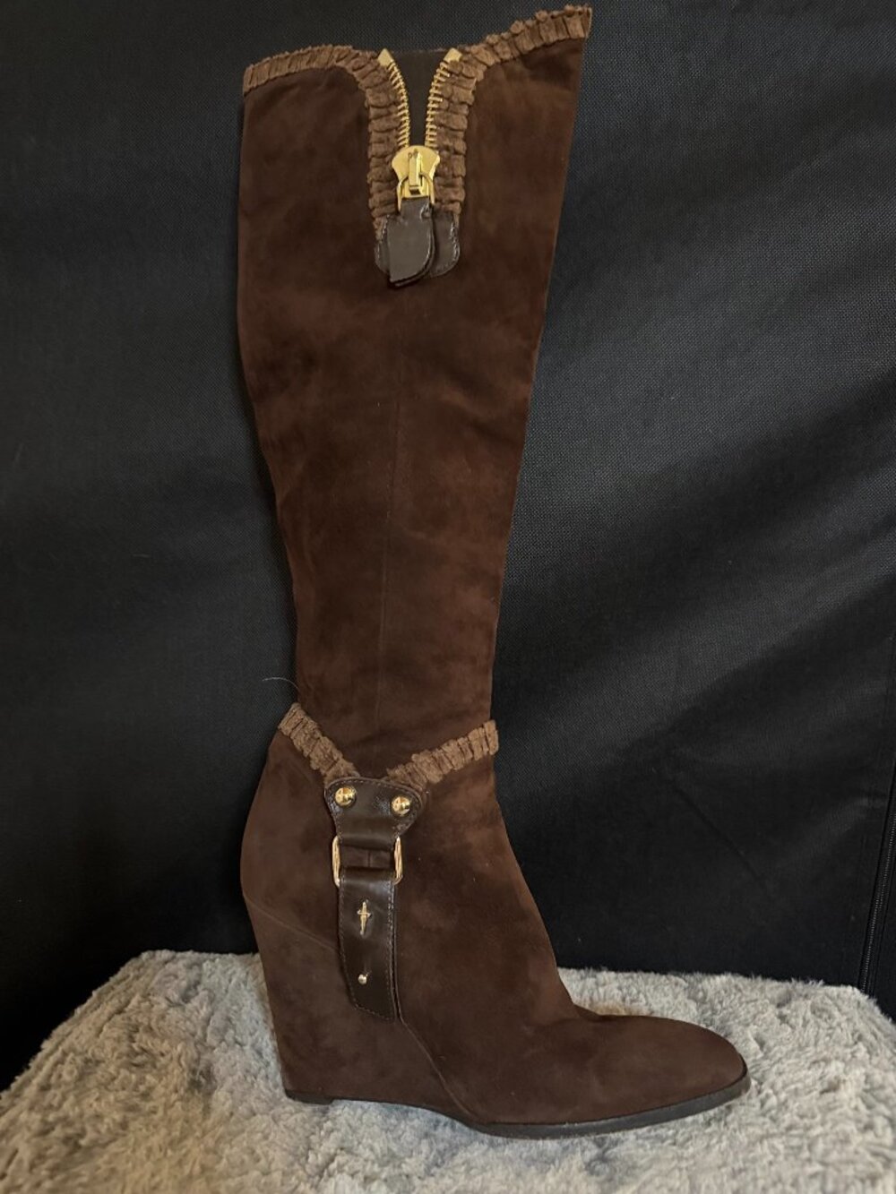 Cesar Paciotti Chocolate Brown Suede "Motorcycle" Boots